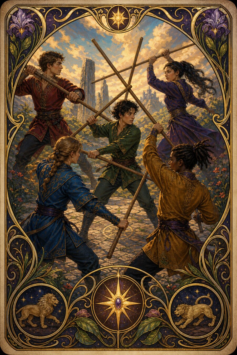 Five of Wands tarot card