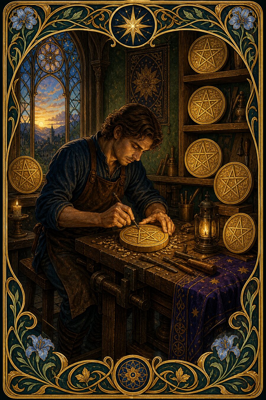 Eight of Pentacles tarot card